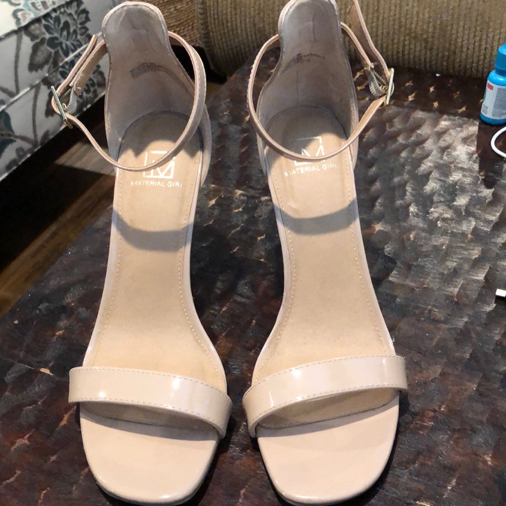 Material girl patent leather nude open toe heels